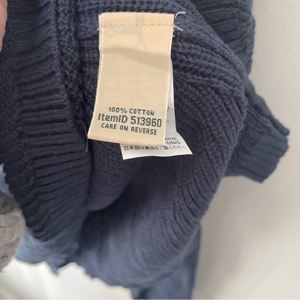 BNWT LL Bean Navy Women's Cotton Shaker-Stitch Sweater, V-Neck Medium - Picture 7 of 9
